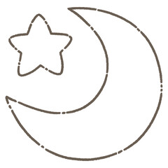 Hand draw cute icon line - moon and star
