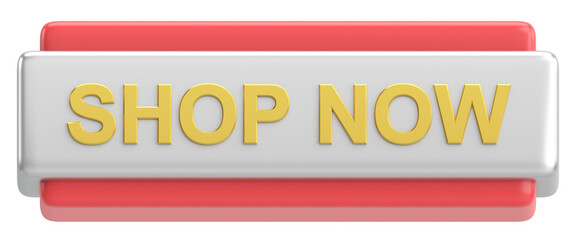 Shop now button. 3D illustration.