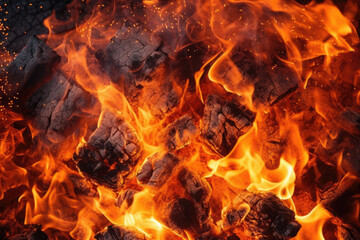 Burning coals from a fire illustration