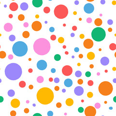 Abstract colorful random polka dot circles seamless pattern on white background