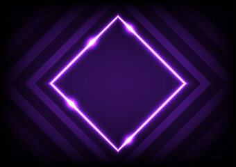Square neon light line dynamic pattern purple presentation background