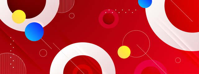 Obraz premium Vector banner with colorful triangle and abstract geometric