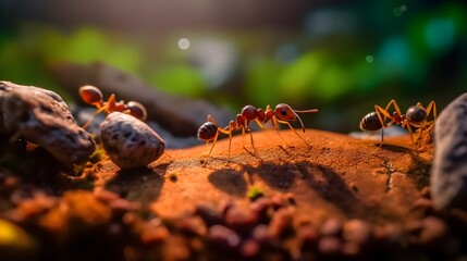 cooperation between groups of ants on the ground generated ai