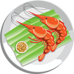 Seafood shrimp. Digital art painting to file eps.