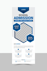 Kids School Admission Rollup Banner Design, Education Template.