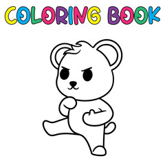 Coloring book cute animal for education cute panda black and white illustration