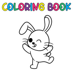 Obraz na płótnie Canvas Coloring book cute animal for education cute bunny black and white illustration
