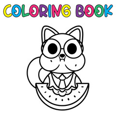 Coloring book cute animal for education cute bunny black and white illustration