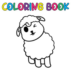 Vector coloring book animal activity. Coloring book cute animal for education cute goat black and white illustration
