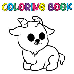 Vector coloring book animal activity. Coloring book cute animal for education cute goat black and white illustration
