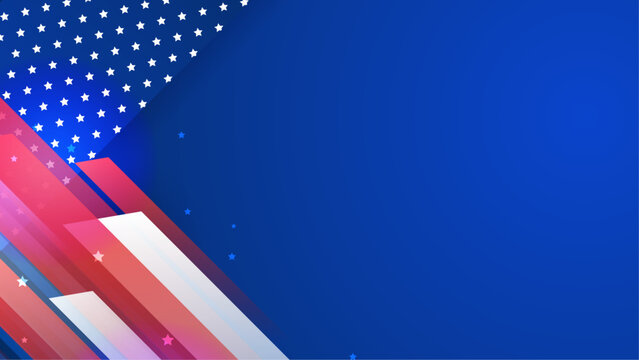 USA independence day abstract background with elements of the american flag in red and blue colors