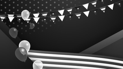 Vector independence day abstract background with elements of the american flag in grayscale colors