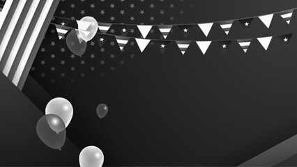 vector gradient grayscale 4th of july background with flag