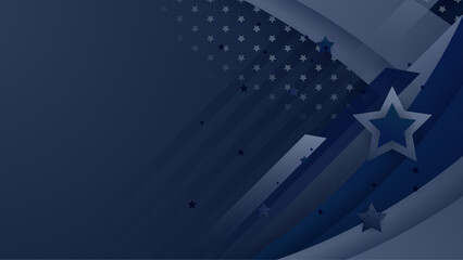 Vector usa independence day abstract background with elements of american flag in dark blue colors