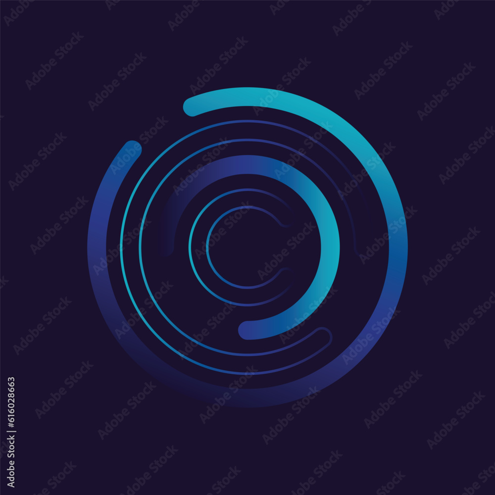 Poster creative connection icon logo design. circular network data. geometric structure dot and line connec