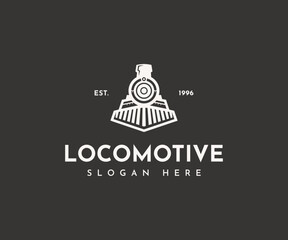Vintage old locomotive train logo design template. - obrazy, fototapety, plakaty