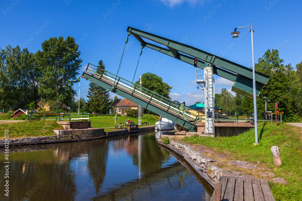 Sticker Bascule bridge open up in gota canal, Sweden