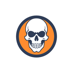 simple skull shape orange background logo vector illustration template design
