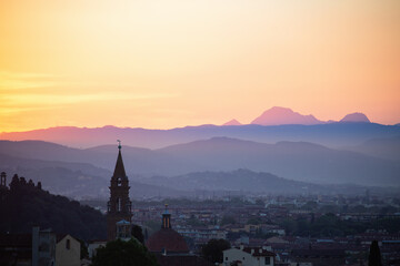 Fototapeta na wymiar View at a Florence skyline at dusk