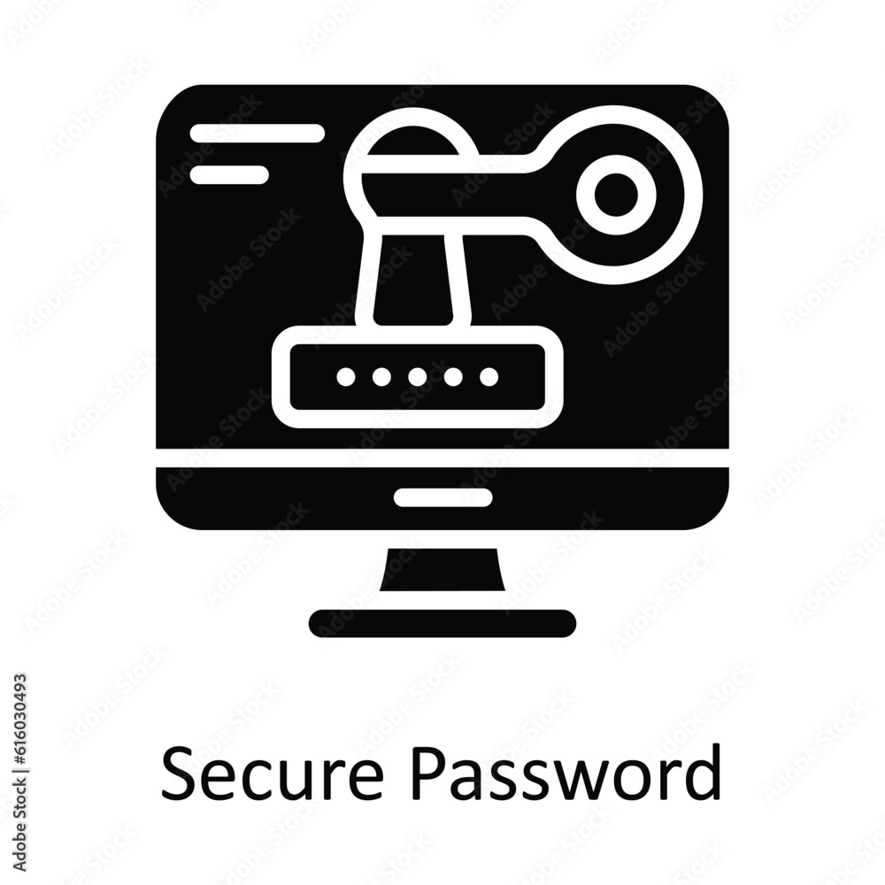 Poster secure password vector solid icon design illustration. cyber security symbol on white background eps