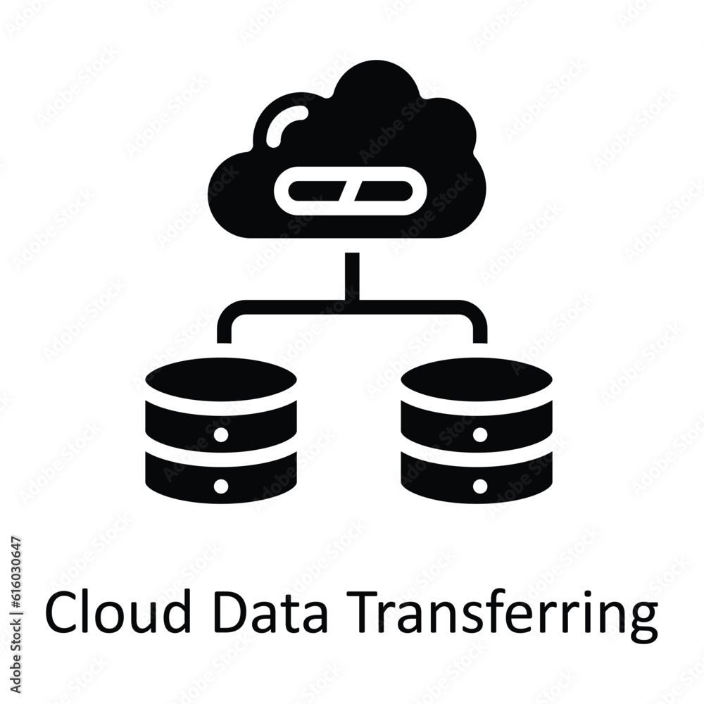 Poster cloud data transferring vector solid icon design illustration. cyber security symbol on white backgr