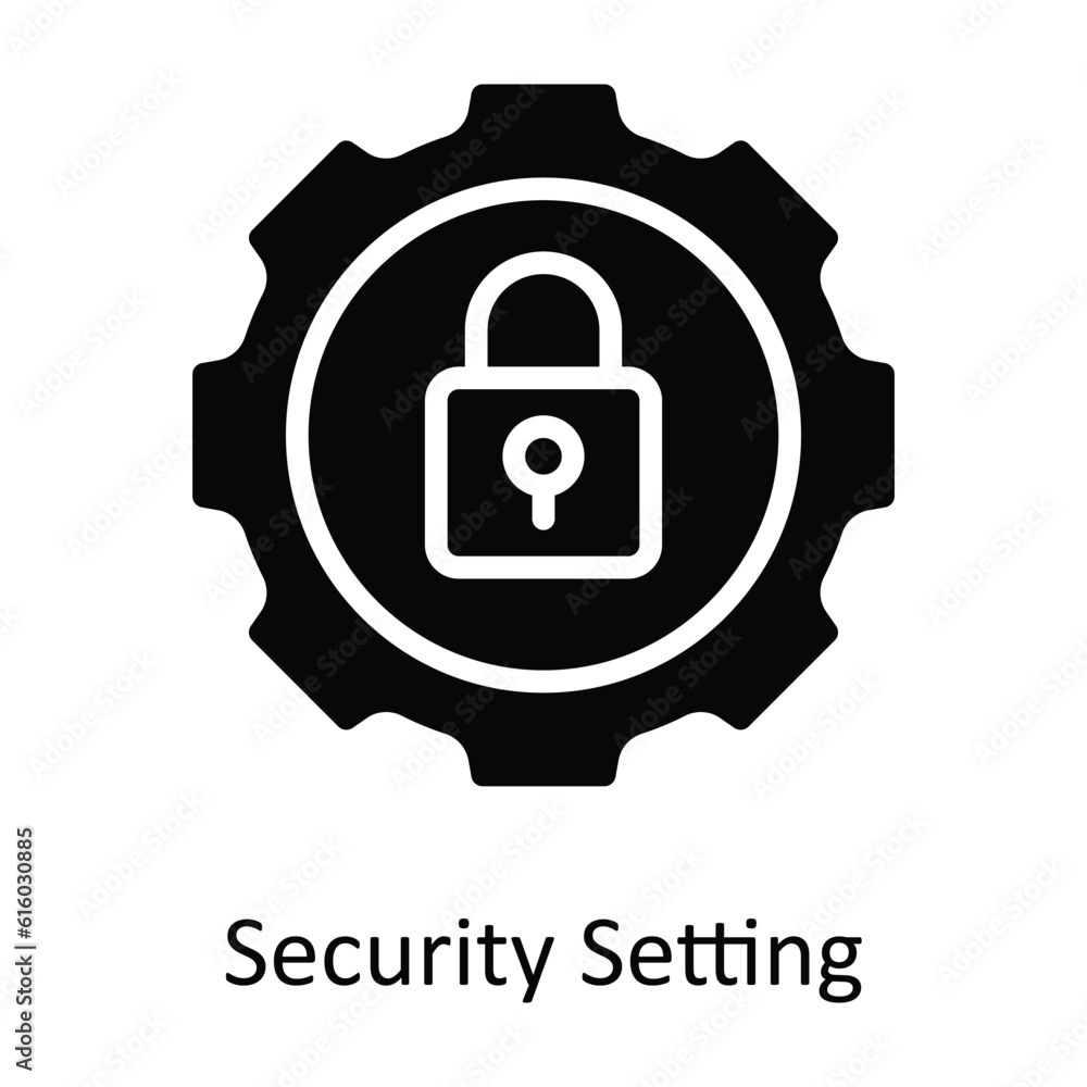 Poster security setting vector solid icon design illustration. cyber security symbol on white background ep