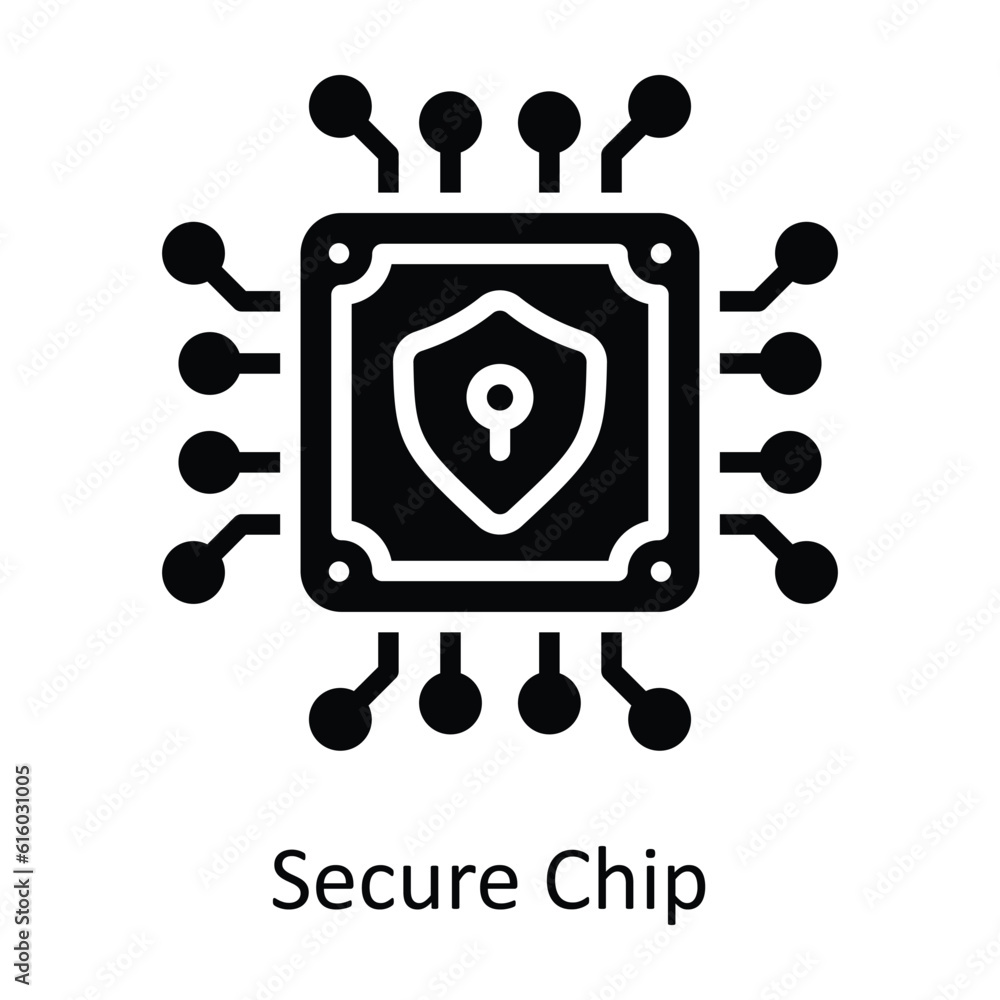 Poster secure chip vector solid icon design illustration. cyber security symbol on white background eps 10 