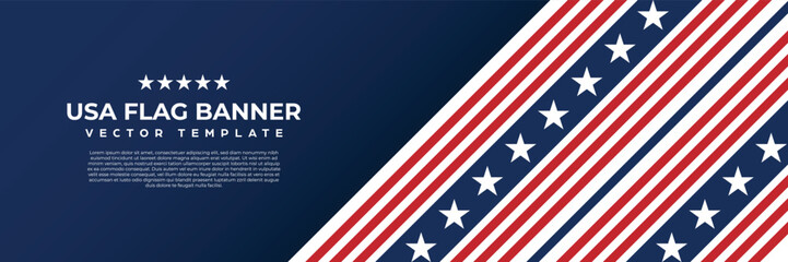 America banner design vector, USA flag background template for celebrate national day, 4th of july, memorial day event