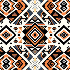 Tribal vector ornament. Seamless African pattern. Ethnic carpet with chevrons. Aztec style. Geometric mosaic on the tile, majolica. Ancient interior. Modern rug. Geo print on textile. Vintage fabric.