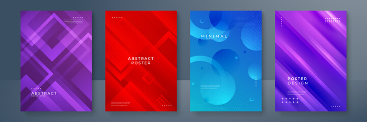 Modern abstract covers set, minimal covers design. Colorful geometric background, vector illustration.