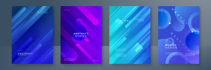 Abstract gradient colorful background vector set. Minimalist style cover template with vibrant geometric shapes collection. Ideal design for social media, poster, cover, banner, flyer.