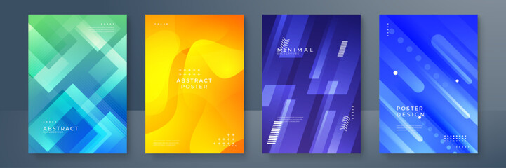 Fototapeta premium Modern abstract covers set, minimal covers design. Colorful geometric background, vector illustration.