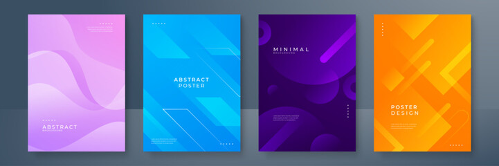 Minimal colorful geometric shapes abstract modern background design.