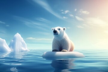 Obraz na płótnie Canvas polar bear on a iceberg, Fragile Majesty: A Captivating CG Art Depicting an Ice Bear on a Melting Ice Floe, Embodying the Fragile Beauty and Environmental Challenges of the Arctic Ocean