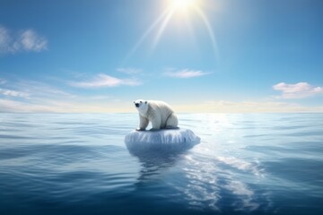 Plakat polar bear on a iceberg, Fragile Majesty: A Captivating CG Art Depicting an Ice Bear on a Melting Ice Floe, Embodying the Fragile Beauty and Environmental Challenges of the Arctic Ocean