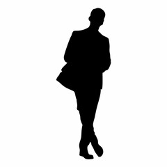 silhouette of business office man carrying laptop briefcase