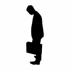 silhouette of business office man carrying laptop briefcase