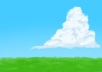 入道雲と草原