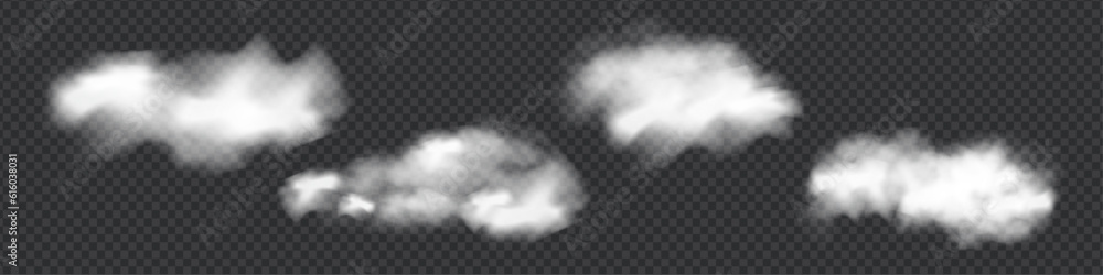 Poster realistic isolated cloud on transparent background. vector set of realistic isolated fluffy cloud. i