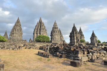 Fototapeta premium Candi Prambanan or Prambanan Temple, is one of the grandest temples in Indonesia, located in Jogja and Central Java.