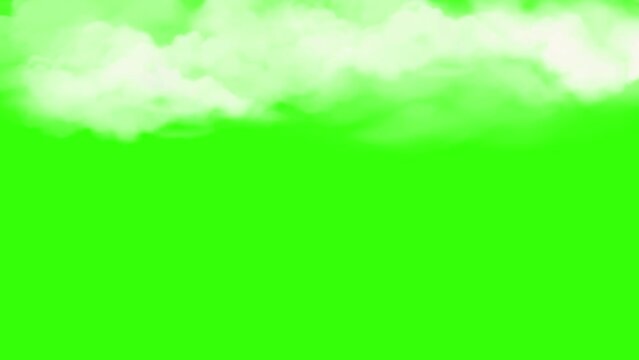 animated clouds come across on green screen background from right to left in seamless loop
