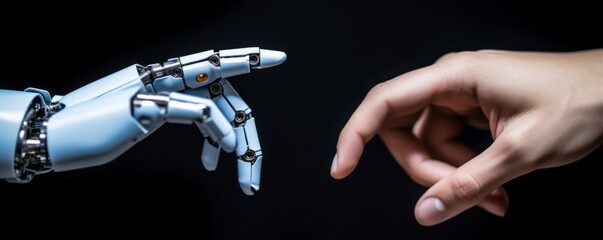 hand and robot conection,Bridging the Gap: A Robotic Hand and Human Hand Pointing Towards Mutual Collaboration, Fostering Connection in the Technological Landscape