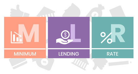 MLR, Minimum Lending Rate acronym. Concept with keywords, people and icons. Flat vector illustration. Isolated on white background.