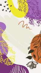 Summer Cute vector illustration with colorful flowers, a bicycle with leaf, and a floral frame for a poster, card, flyer or banner