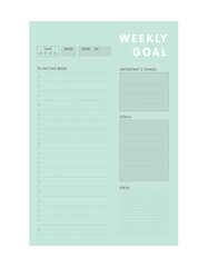 Weekly Goal planner. (Pastel green) 