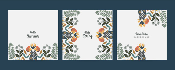Hello spring banner template with colorful flower. Can be use voucher, wallpaper, flyers, invitation, posters, brochure, coupon discount.