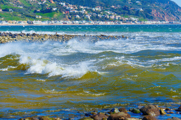 Coastal Vista: Waves and Malibu's Scenic View from Malibu Lagoon