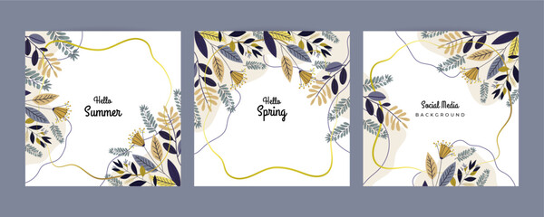 Spring Cute vector illustration of a woman with flowers, a bicycle with balloons, young people and a floral frame for a poster, card, flyer or banner