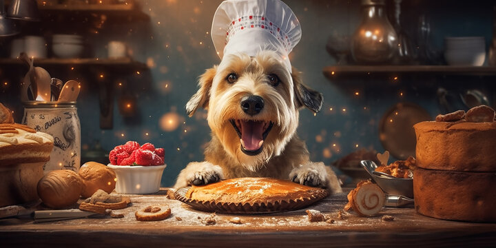 Hund backt einen Kuchen KI