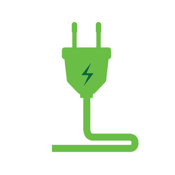 eco green electric plug icon symbol vector design.